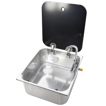 ZLEW PROSTOKĄTNY 350/320/148 Z KRANEM I POKRYWĄ