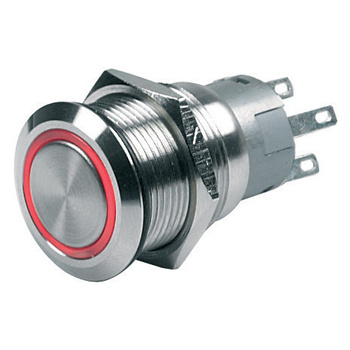 Włącznik nierdzewny ON/OFF, czerwony LED, 12V [80-511-0001-00]