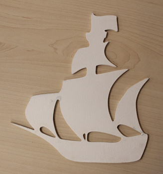 OZDOBA DREWNIANA STATEK BIAŁY 20CM SKLEJKA DECOUPAGE SCRAPKI EKO