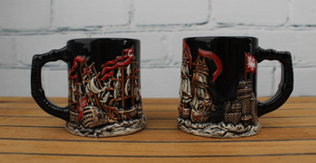 KUBEK CERAMICZNY ŻEGLARSKI CZARNY OLIWA