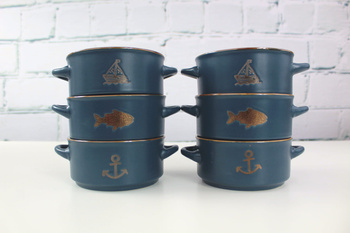 MISKA CERAMICZNA BULINÓWKA MORSKA KPL 6SZT