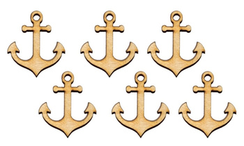 OZDOBA DREWNIANA KOTWICA 2,5X3CM NATUR BEZ SZNURKA  KPL (10SZT)