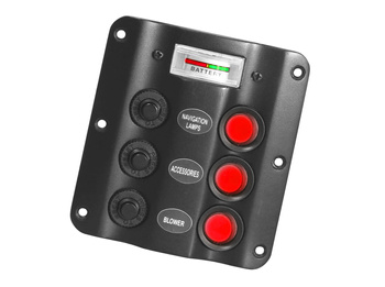 PANEL ELEKTRYCZNY TABLICA ROZDZIELCZA 3 WŁĄCZNIKI ZE WSKAŹNIKIEM ROZŁADOWANIA AKUMULATORA