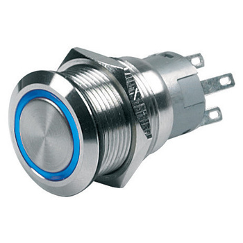 Włącznik nierdzewny ON/OFF, niebieski LED, 12V [80-511-0003-00]