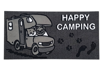 Wycieraczka do kampera Arisol Flomat Happy Camping 50x25 cm - antypoślizgowa, odporna na zabrudzenia, szaro-czarna