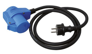 Kabel adaptera CEE 230V 3-stykowy, złącze kątowe + wtyczka Schuko do Schuko 1,5 m