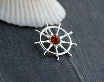 ZAWIESZKA STER Z BURSZTYNEM, SREBRO 925