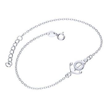 BRANSOLETKA SREBRNA KOTWICA Z CYRKONIAMI