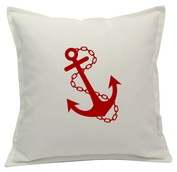 PODUSZKA MARYNISTYCZNA 45X45 KOTWICA BIEL/CZERWIEŃ