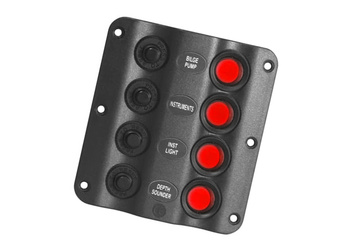 PANEL ELEKTRYCZNY TABLICA ROZDZIELCZA 4 WŁĄCZNIKI - DO POJAZDÓW KEMPINGOWYCH I ŁODZI