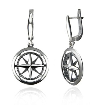 KOLCZYKI SREBRO RÓŻA WIATRÓW pr.925