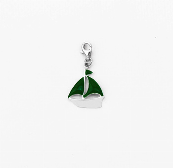 ZAWIESZKA CHARMS JACHT ZIELONY PRÓBA 925