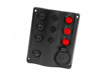 PANEL ELEKTRYCZNY TABLICA ROZDZIELCZA 3 WŁĄCZNIKI Z GNIAZDEM 12V